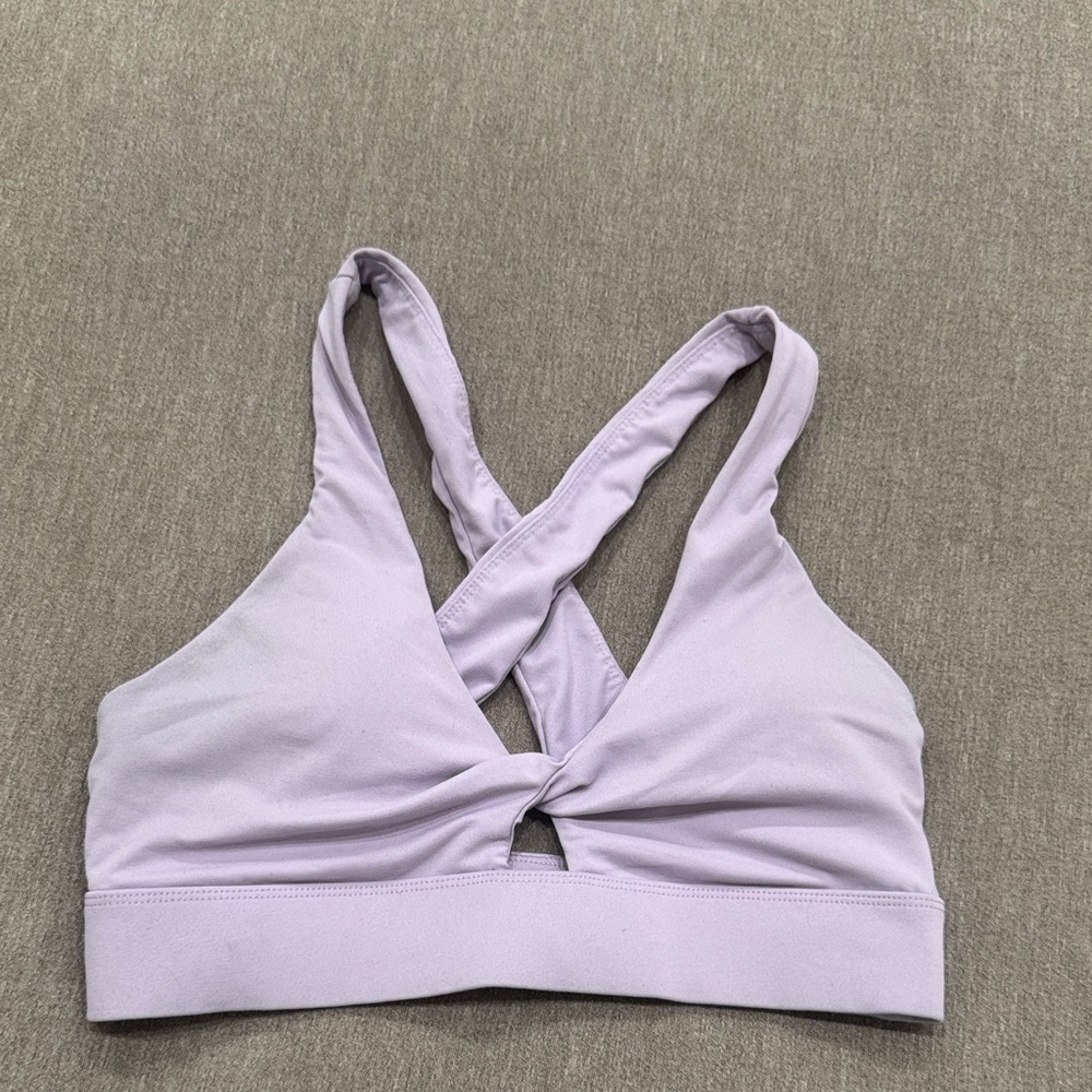 Fabletics Lavender Twist-Front Sports Bra